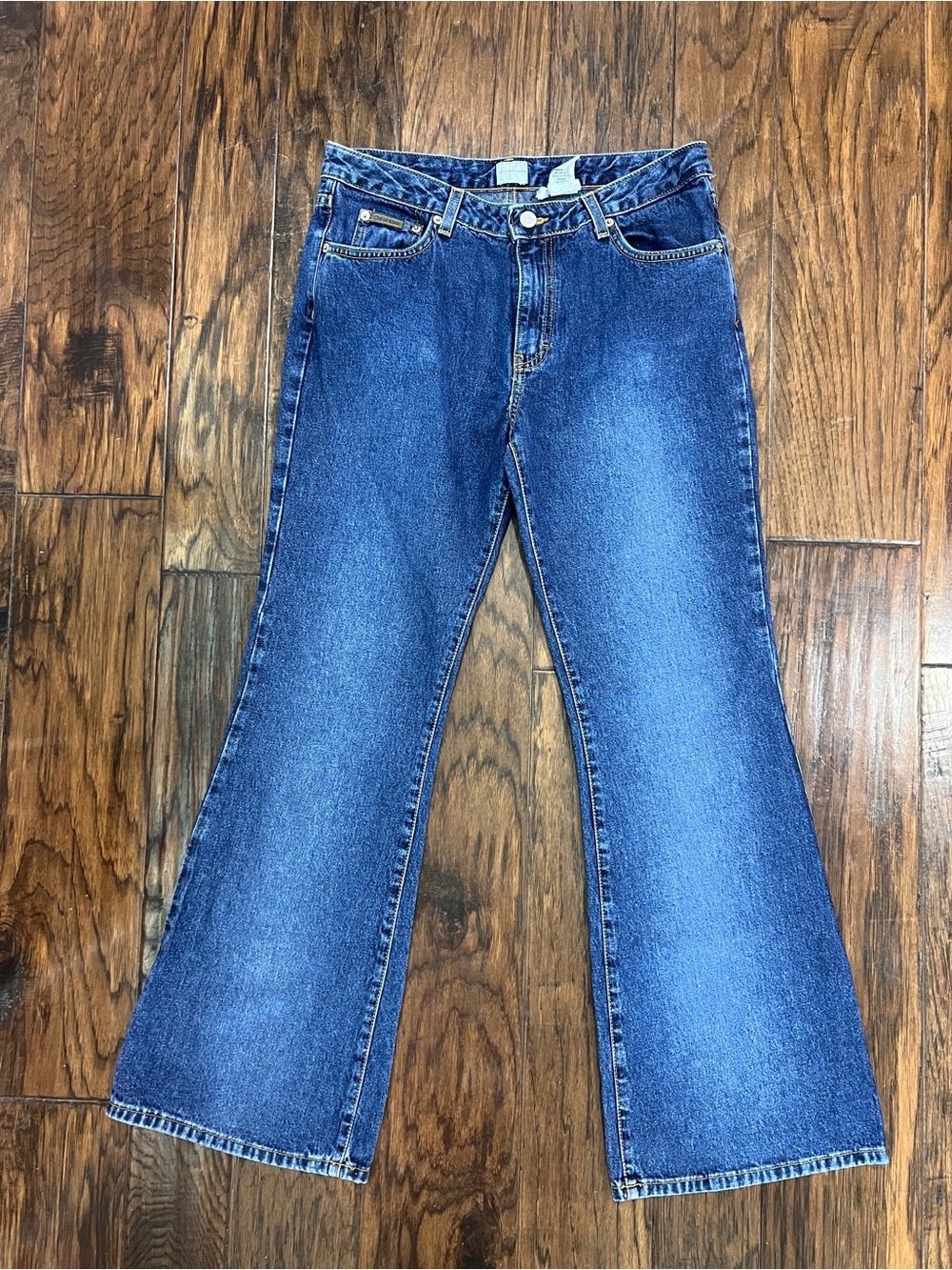 VTG 2001 Calvin Klein Made in USA Low Rise Flare Sandblast Jeans Sz 9 / Fits 28